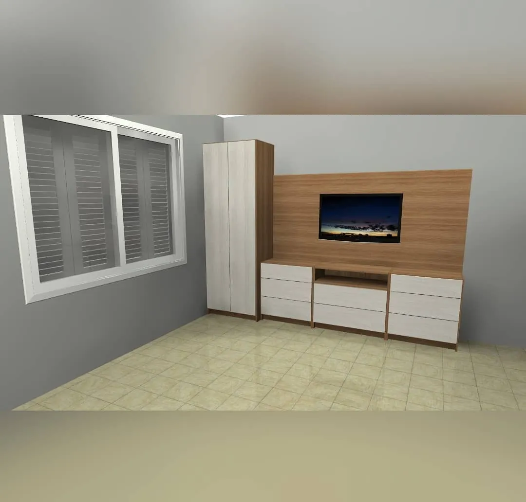 Diseño 3D del mueble de living antes de fabricarlo